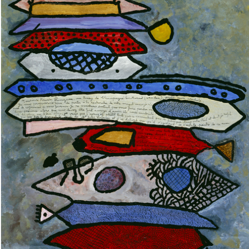 Gaston Chaissac, peinture, encre, huile, La lettre à Firmin Priouzeau, daté 1952