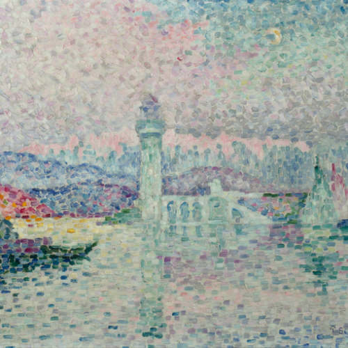 Paul Signac, peinture, Le phare d'Antibes, 46 x 55 cm, daté1909